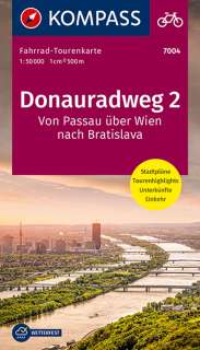 Kompass Radtourenkarte Donau von Passau über Wien nach Bratislava