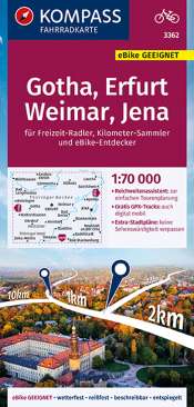 Kompass Radkarte Gotha, Erfurt Weimar, Jena