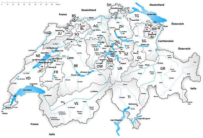 Landkarte Schweiz